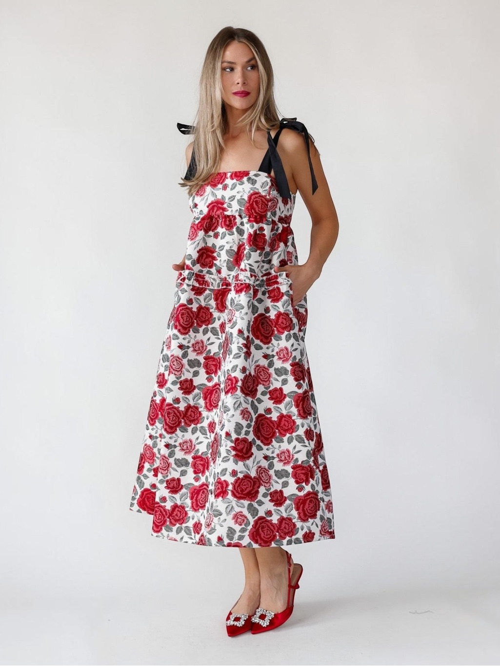 Nwt Aureum Floral Midi Dress Fits Like Xl